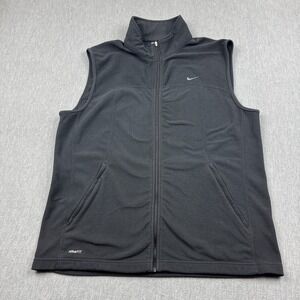 Vintage Nike Vest Mens Large Black Therma Fit Full Zip‎ Fleece Pockets Jacket